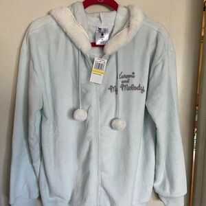 Sanrio My Melody & Kuromi Light Blue Plush Hooded Zip-Up